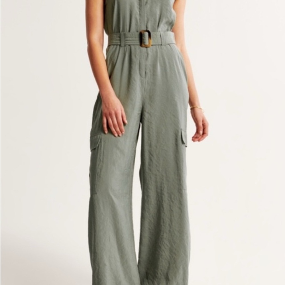 Abercrombie & Fitch Olive Jumpsuit with Belt
